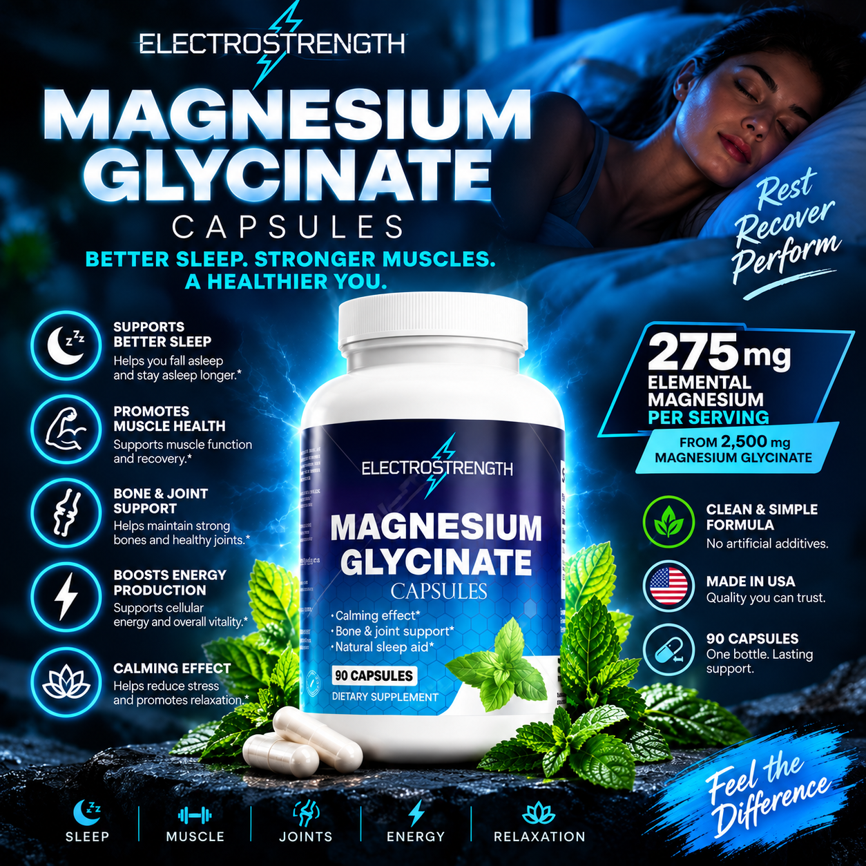 Electrostrength Magnesium Glycinate