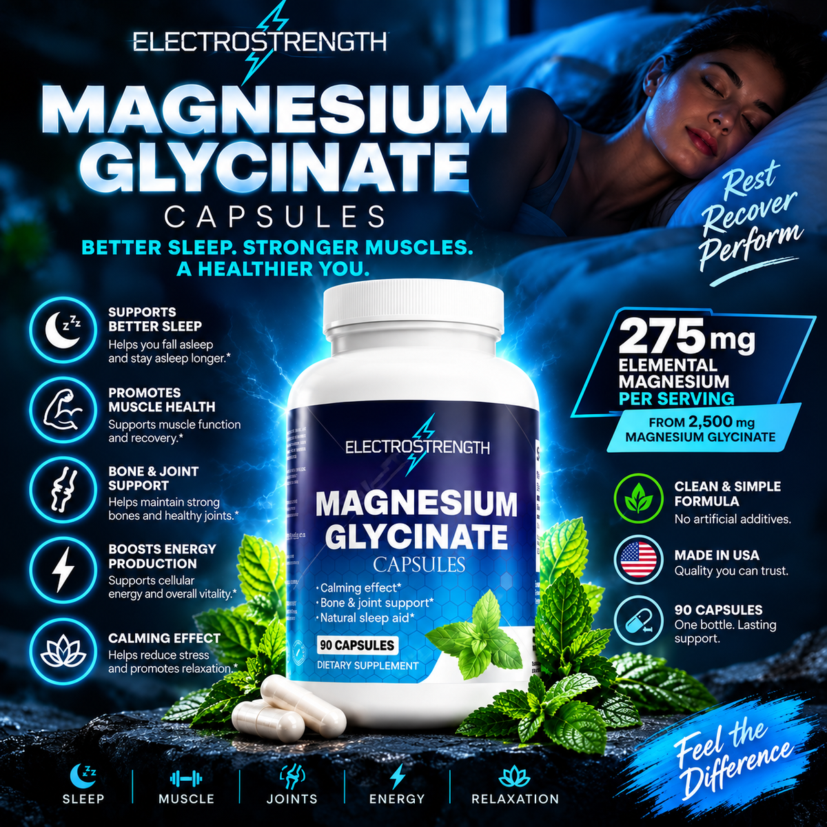 Electrostrength Magnesium Glycinate
